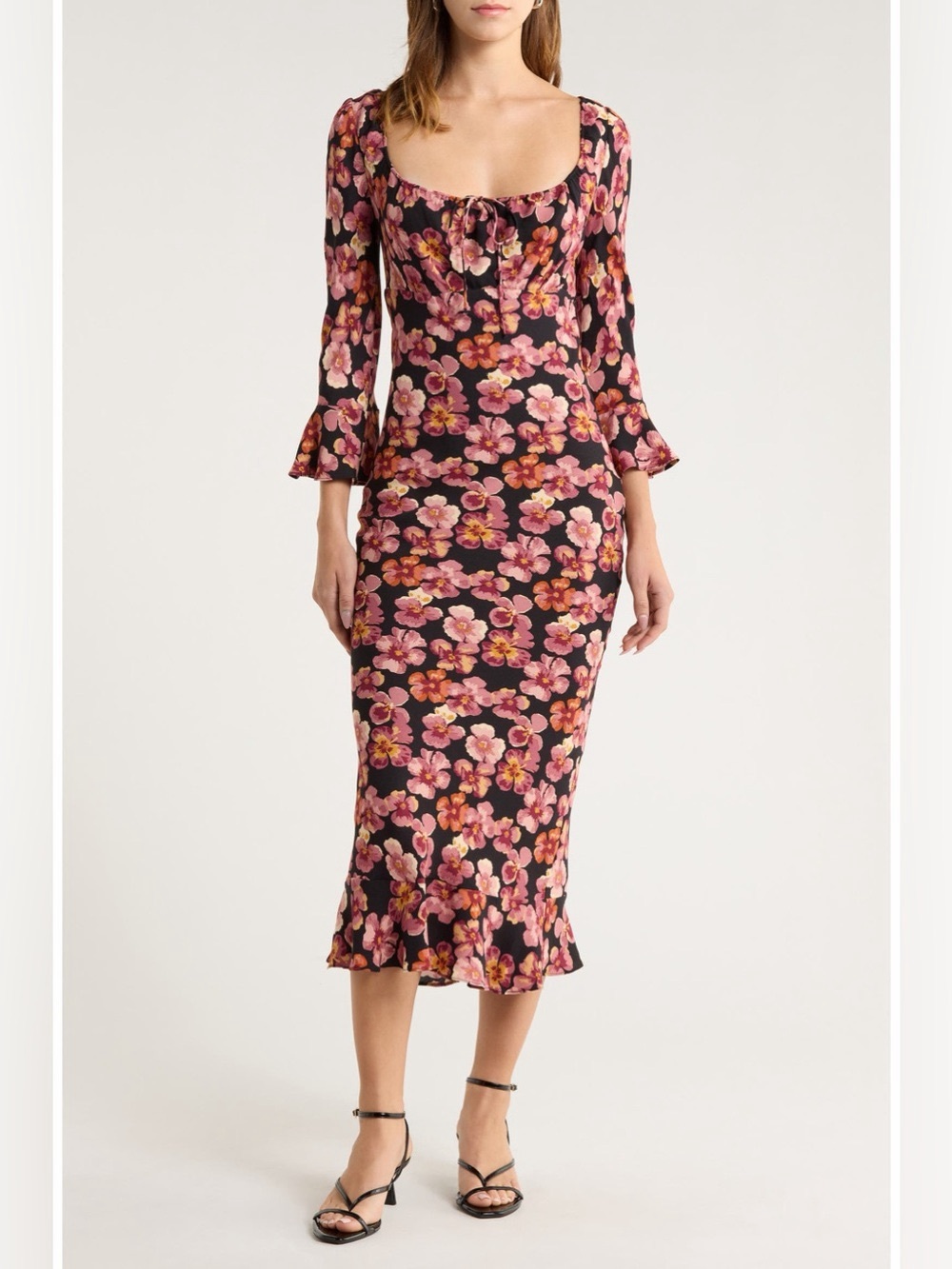 NWT Reformation Kiley Floral Print Midi Dress Size 2 Pansy